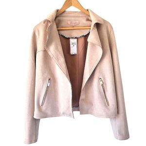 NWT ~ Philosophy Faux Leather Moto Jacket, Frosted Mauve Blush Pink, Size M